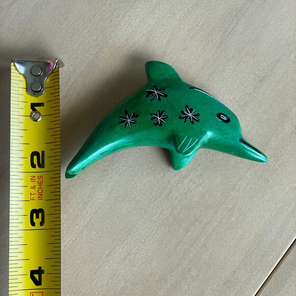 Small Green Soapstone Dolphin Figurine Sculpture Statue Decoration Decor - Picture 4 of 8